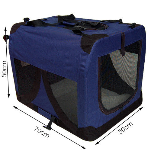 Large Portable Soft Pet Dog Crate Cage Kennel Blue