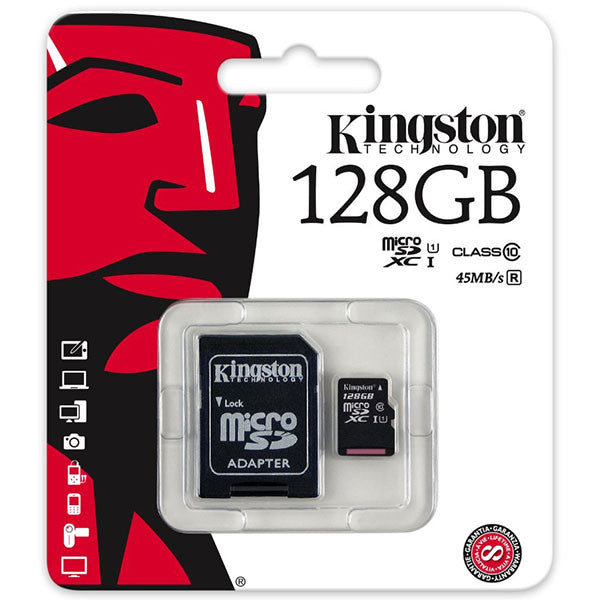 KINGSTON SDC10G2/128GBFR 128GB microSDXC Class 10 UHS-I upto 45MB/s with SD adaptor