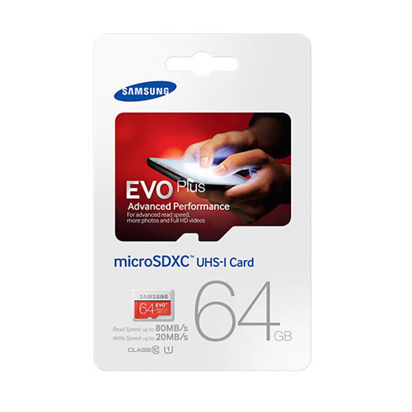 Samsung EVO PLUS 64GB Micro SD Memory Card 80R/20W MB-MC64D