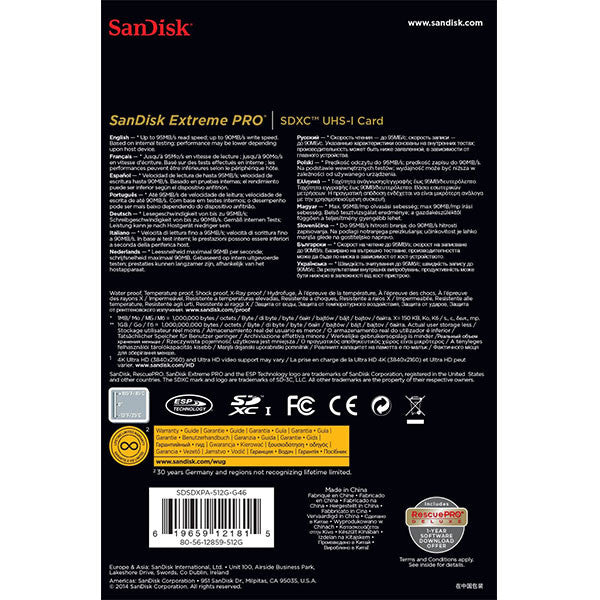 SanDisk 128GB Extreme PRO UHS-I SDXC Memory Card (V30) 95mb/s SDSDXXG-128G-GN4IN