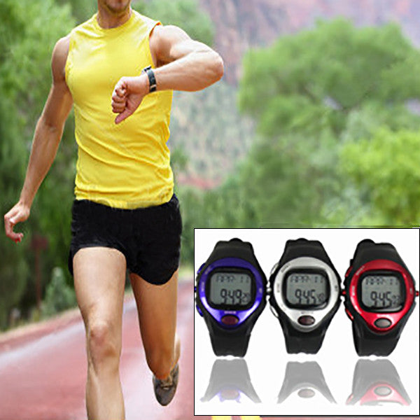 Exercise Pulse Heart Rate Monitor Calorie Counter Sports Watch Silver