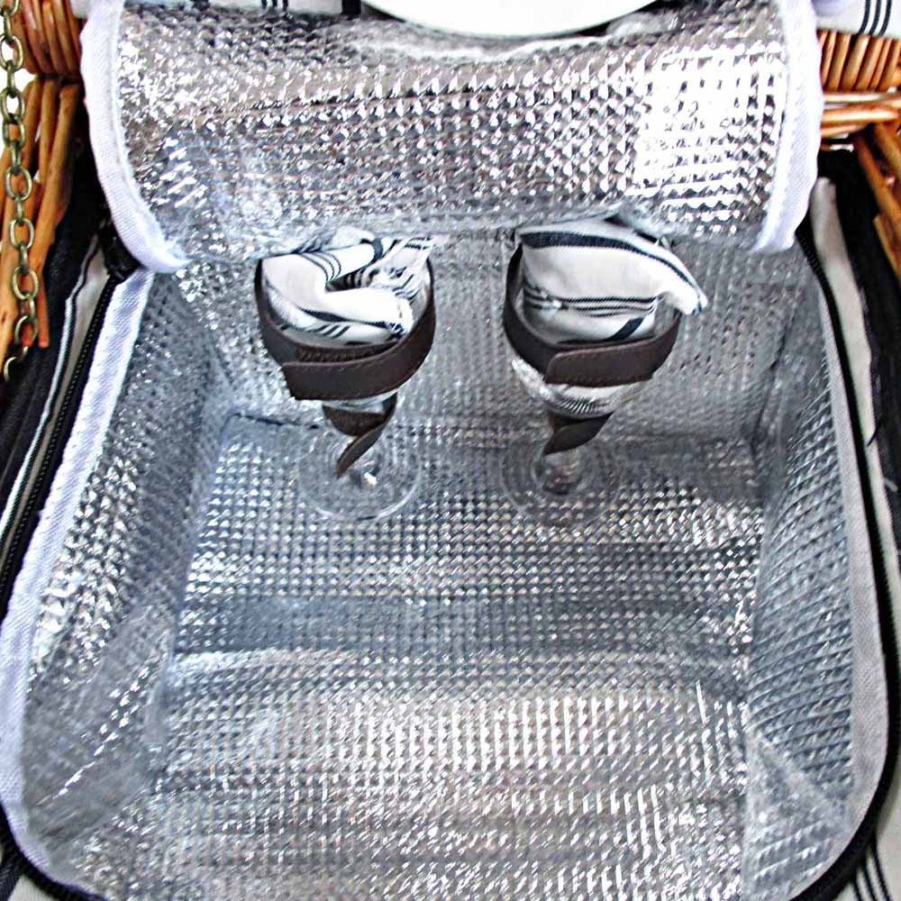 2 Person Picnic Basket Set w/ Cooler Bag Blanket