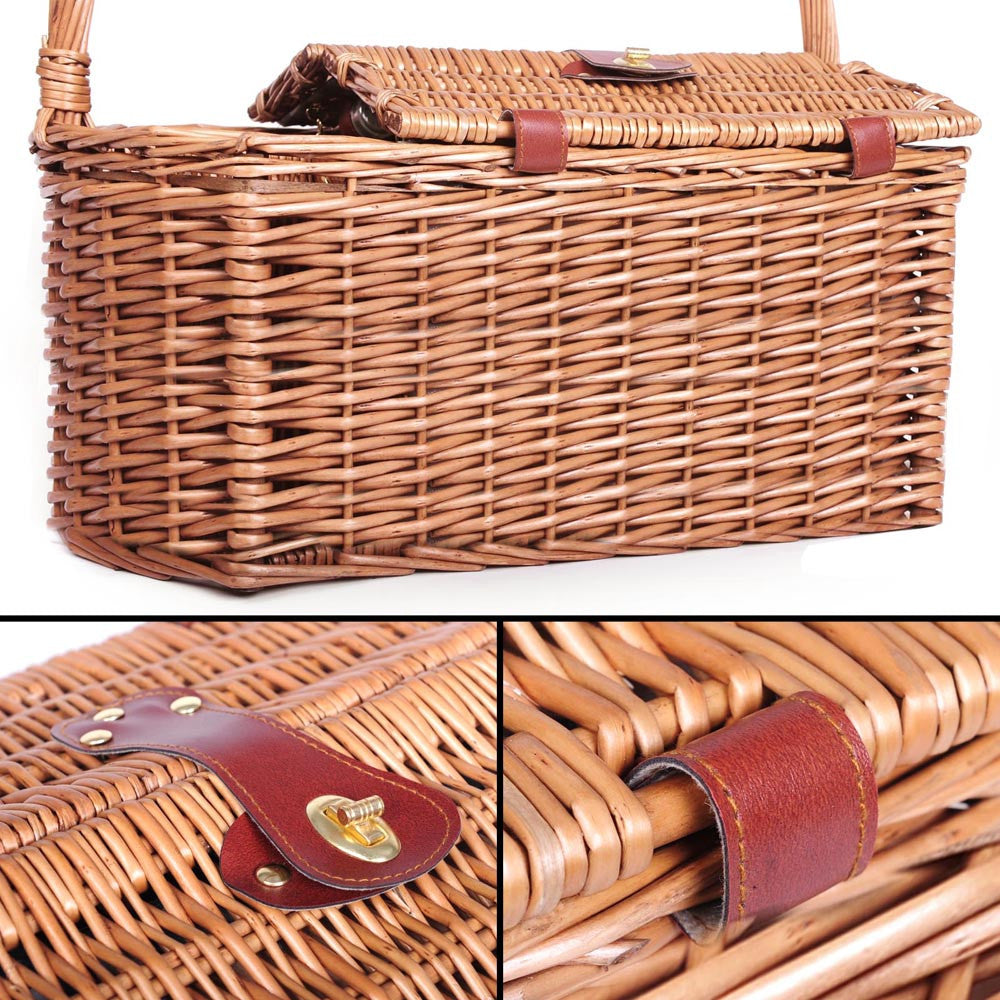 4 Person Picnic Basket Set with Blanket Black