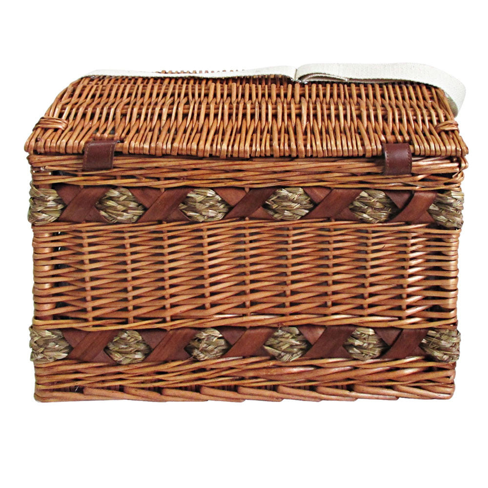 4 Person Picnic Basket Set w/ Cheese Board Blanket