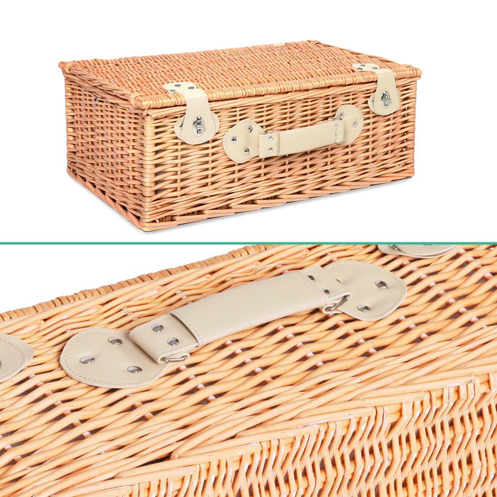 4 Person Picnic Basket Set with Cooler Bag Blanket - Navy