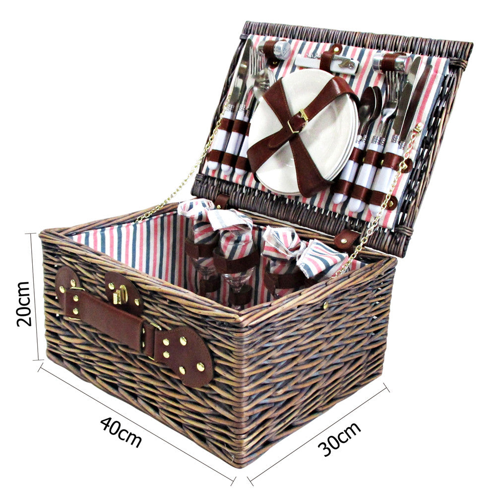 4 Person Picnic Basket Set w/ Blanket