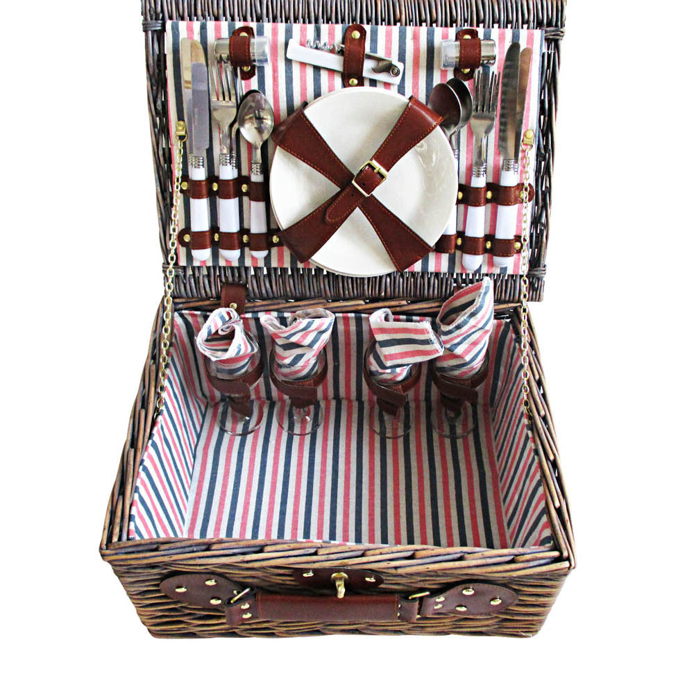 4 Person Picnic Basket Set w/ Blanket