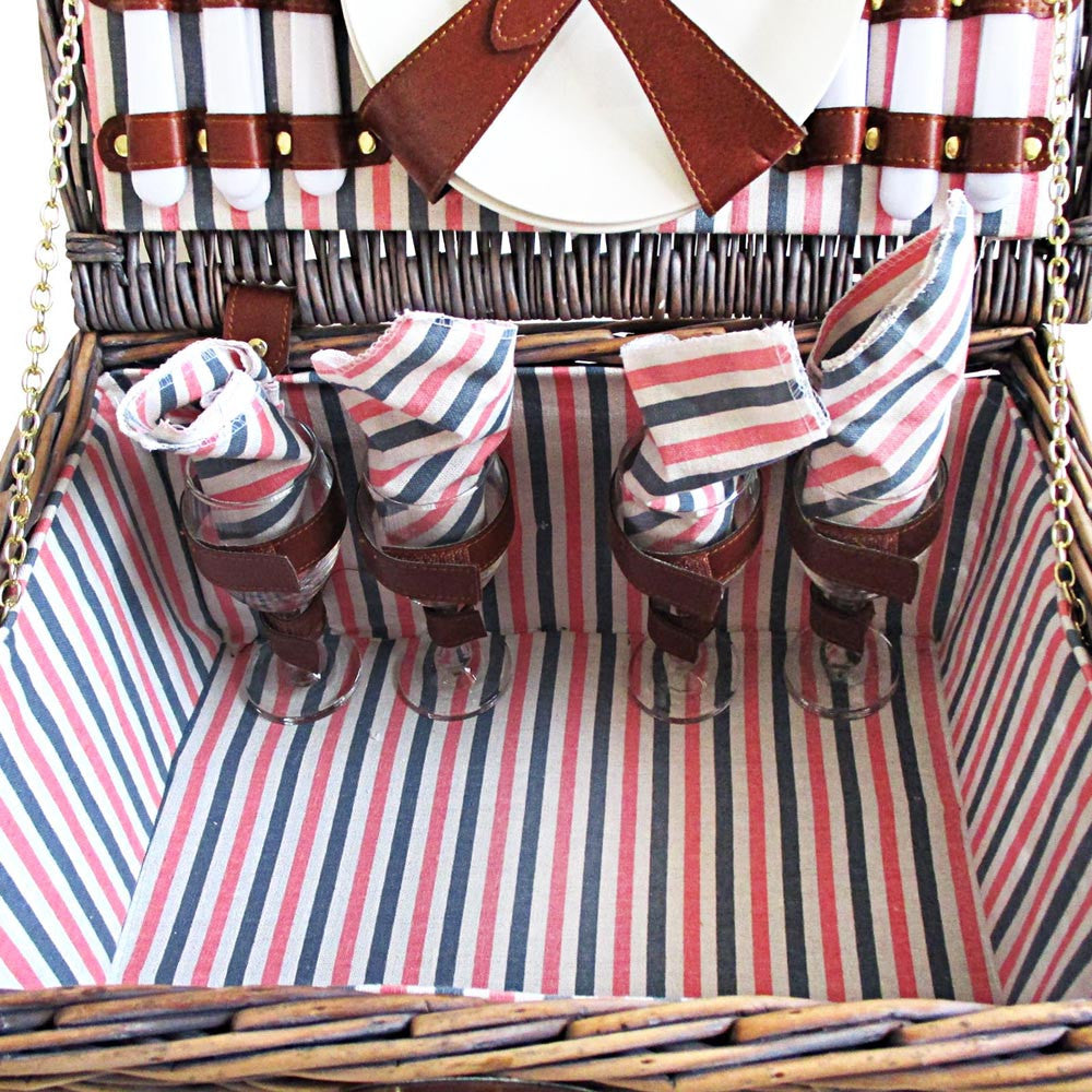 4 Person Picnic Basket Set w/ Blanket