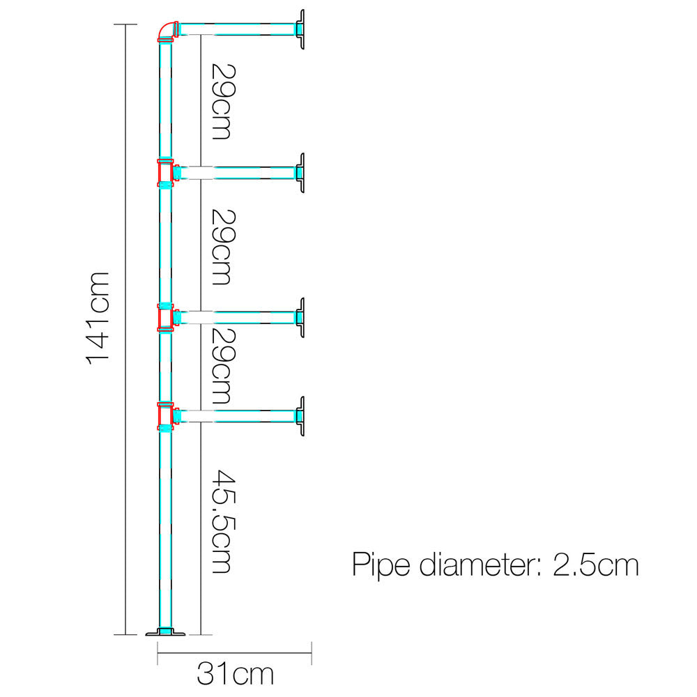 Wall Mount Pipe Bracket Shelf – 141 CM