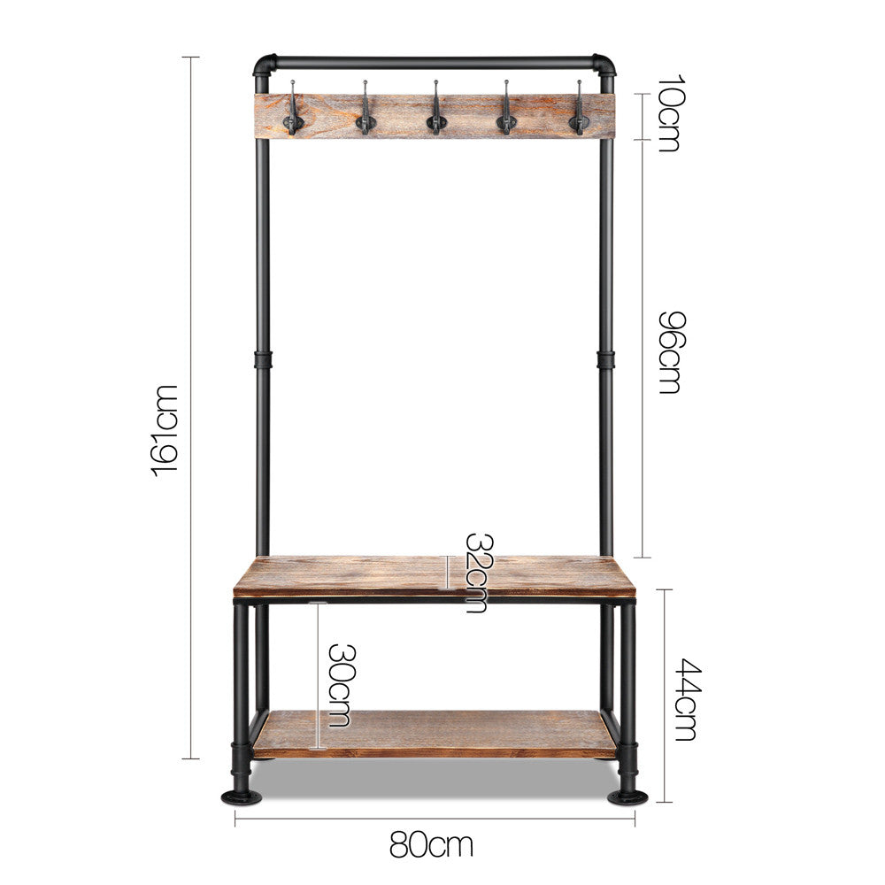 Pipe Shoe Rack & Coat Hanger Hallway Entry Shelf