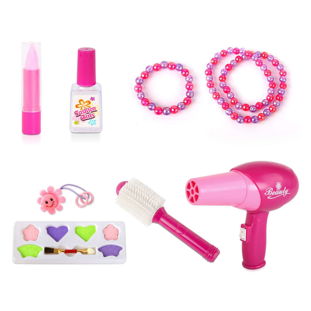 Kids Play Set Make Up Dresser 30 Piece - Pink