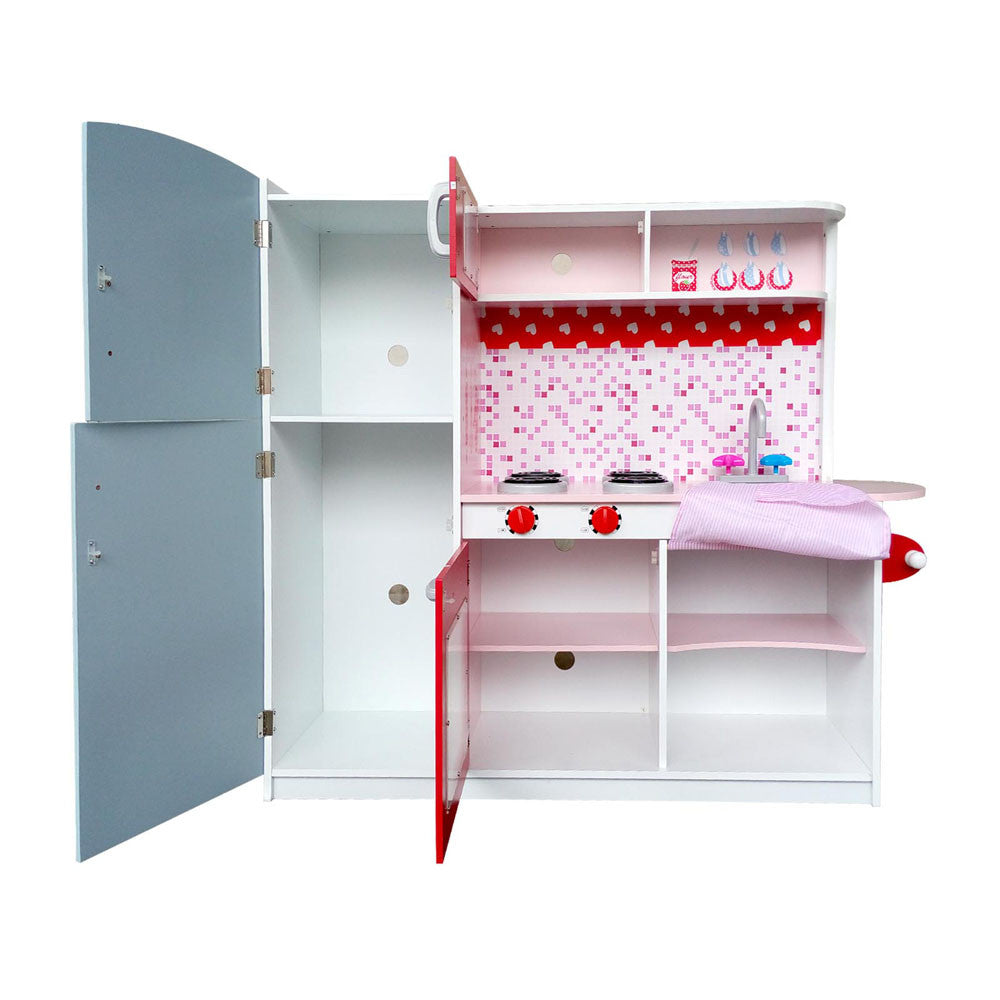 Children Wooden Kitchen Play Set w/ Fridge Pink