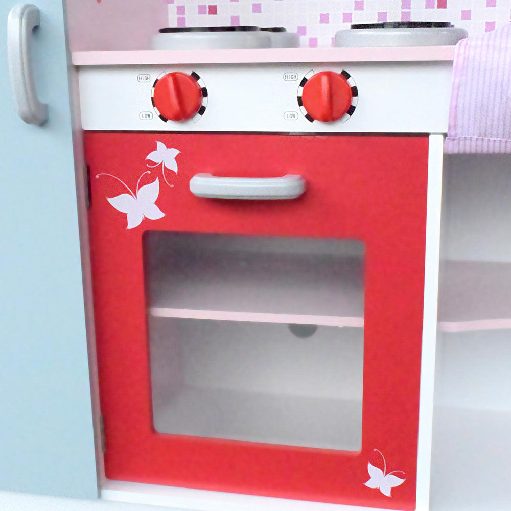 Children Wooden Kitchen Play Set w/ Fridge Pink