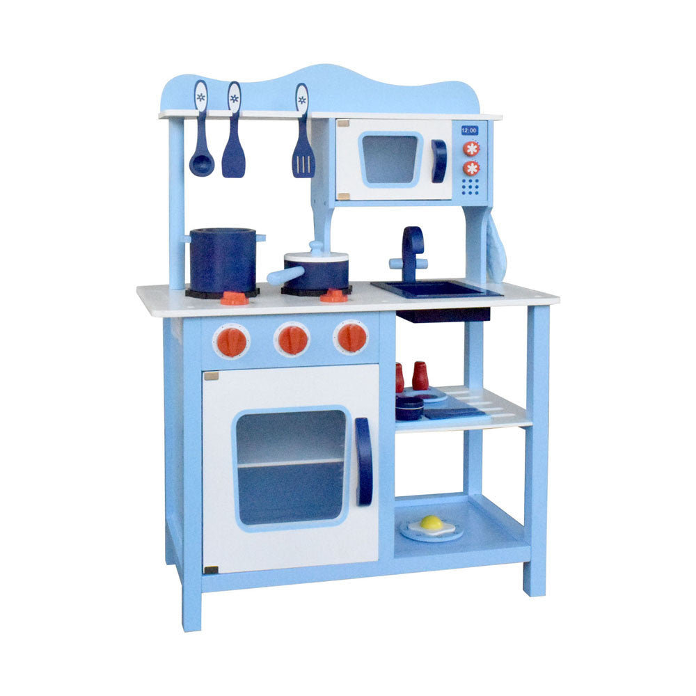 Children Wooden Kitchen Play Set Blue