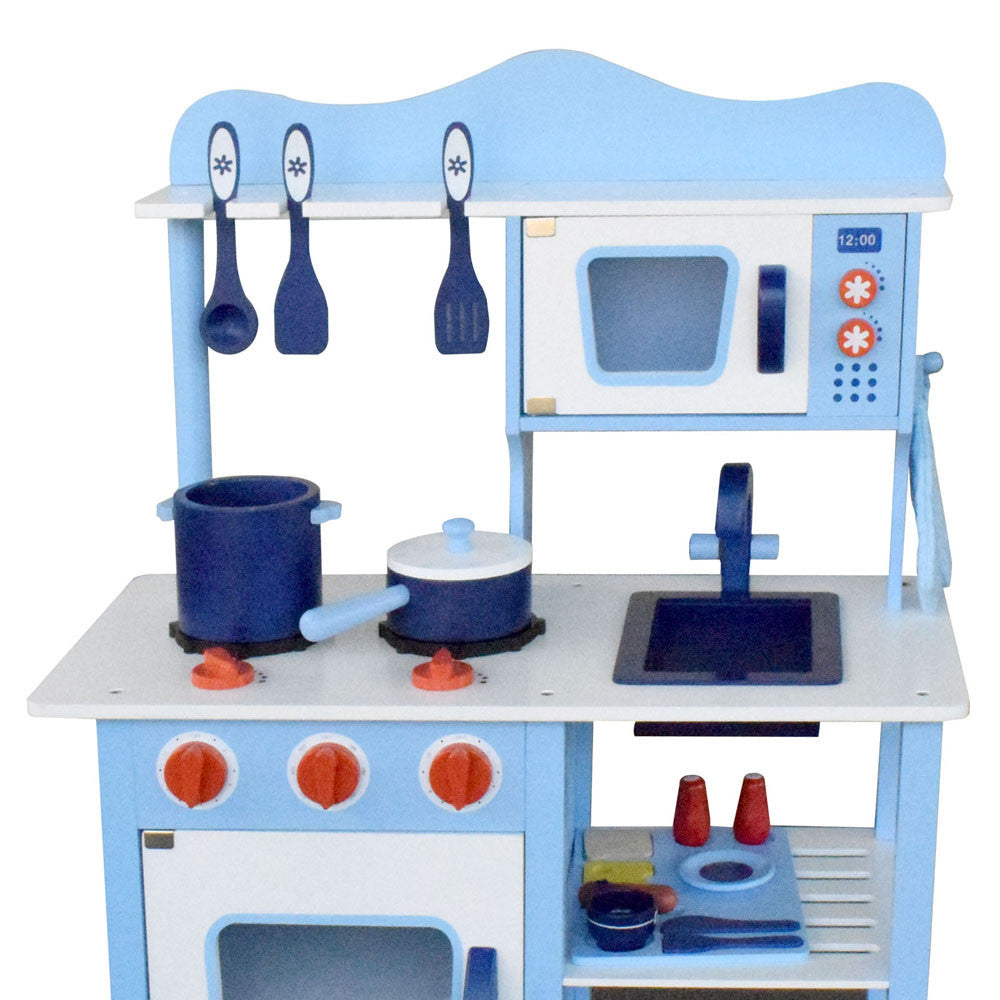 Children Wooden Kitchen Play Set Blue