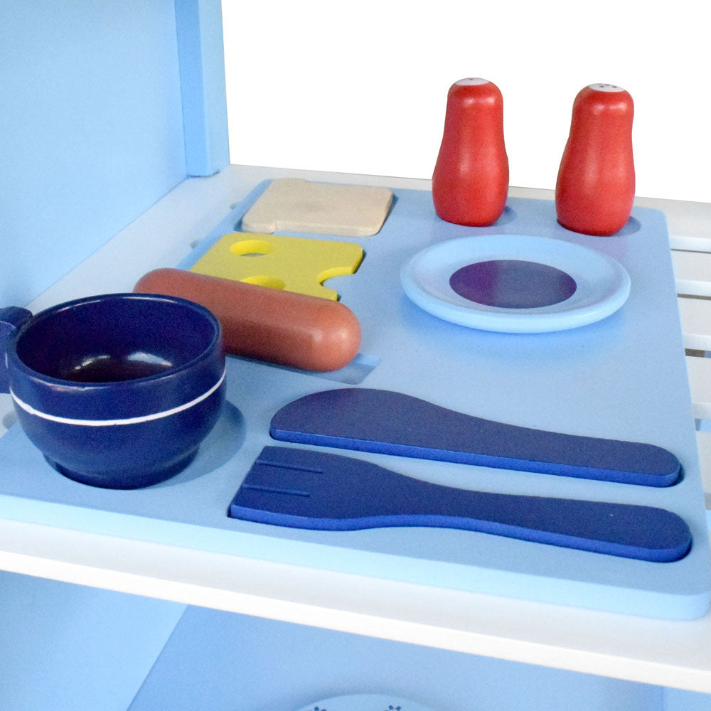 Children Wooden Kitchen Play Set Blue