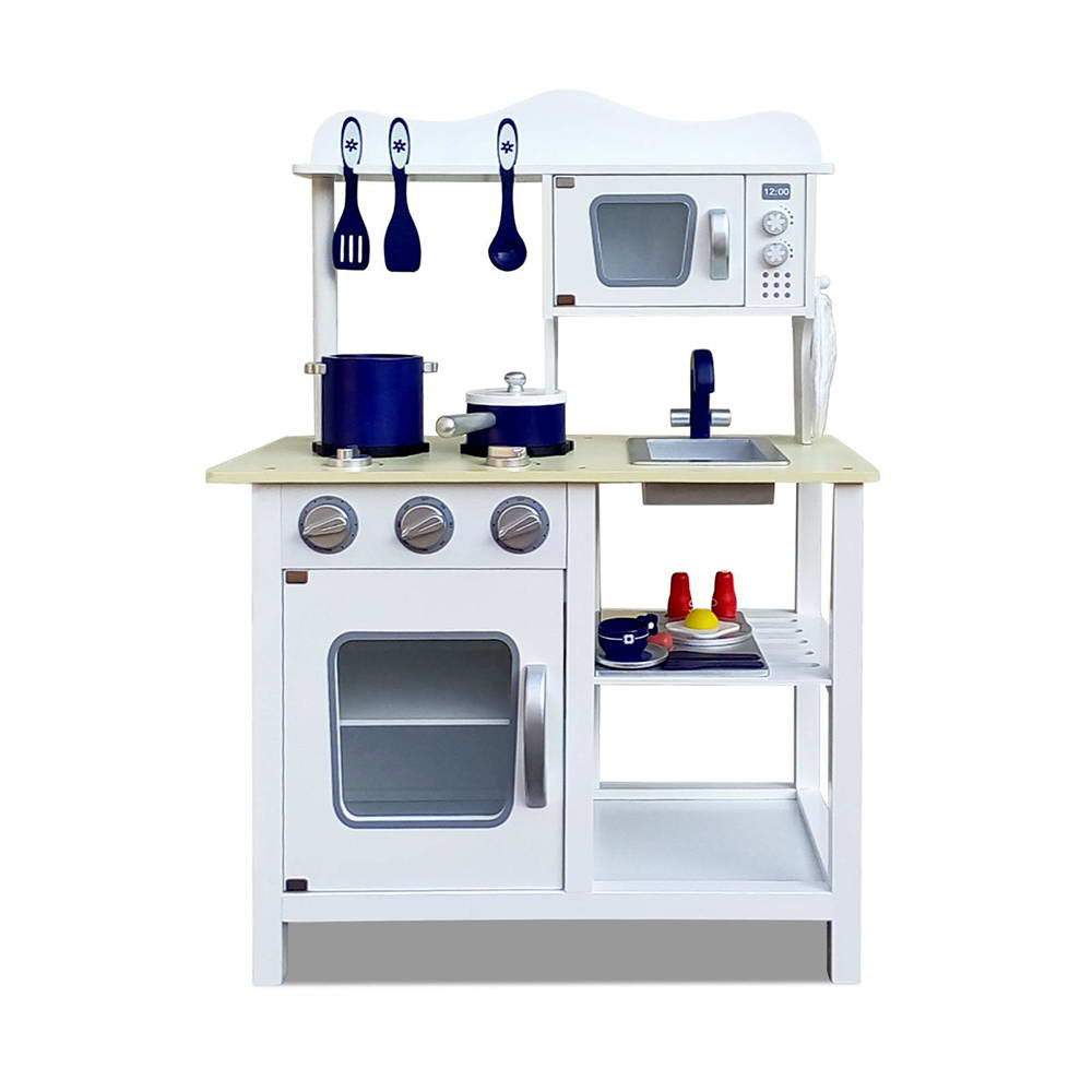 18 Piece Kitchen Play Set – White & Blue