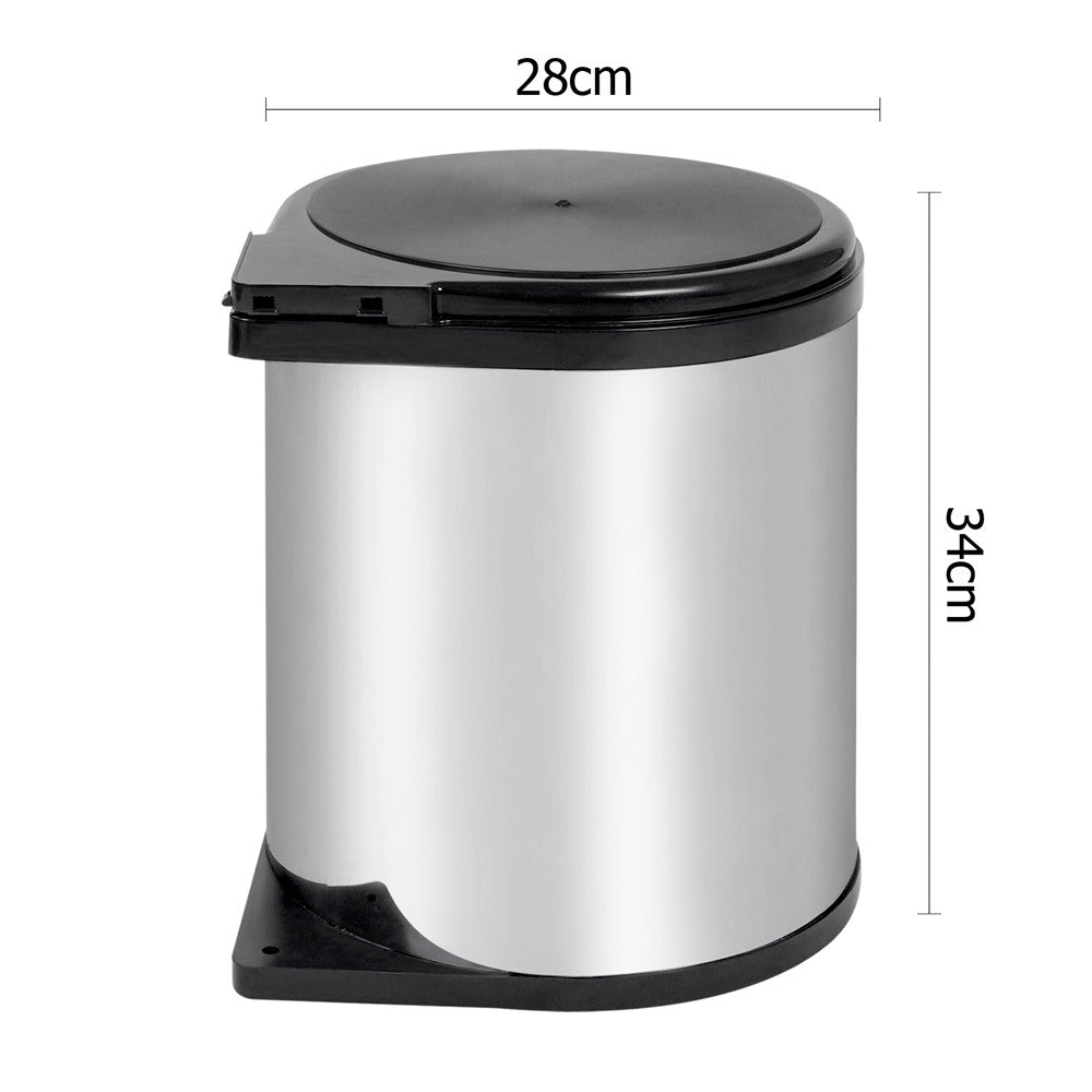 Auto Swing Out Lid Stainless Steel Bin 14L