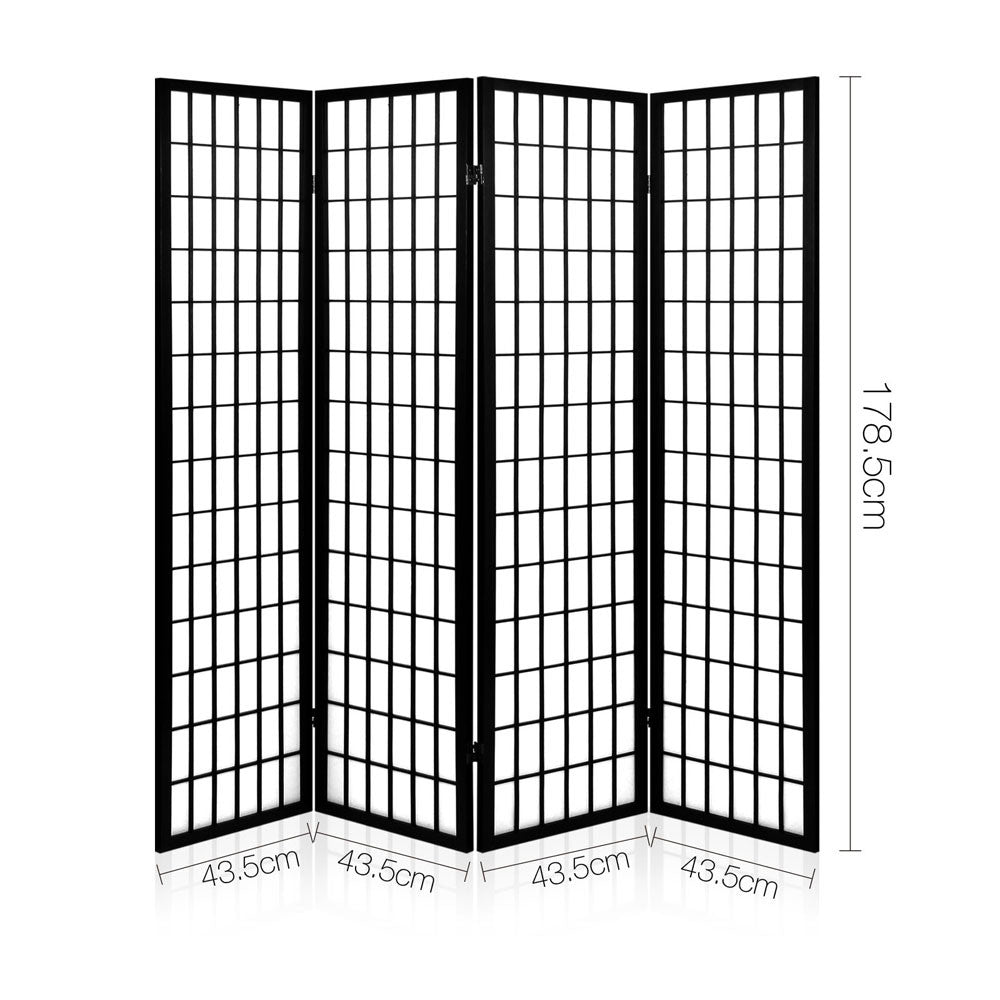 Room Divider 4 Panel - Black