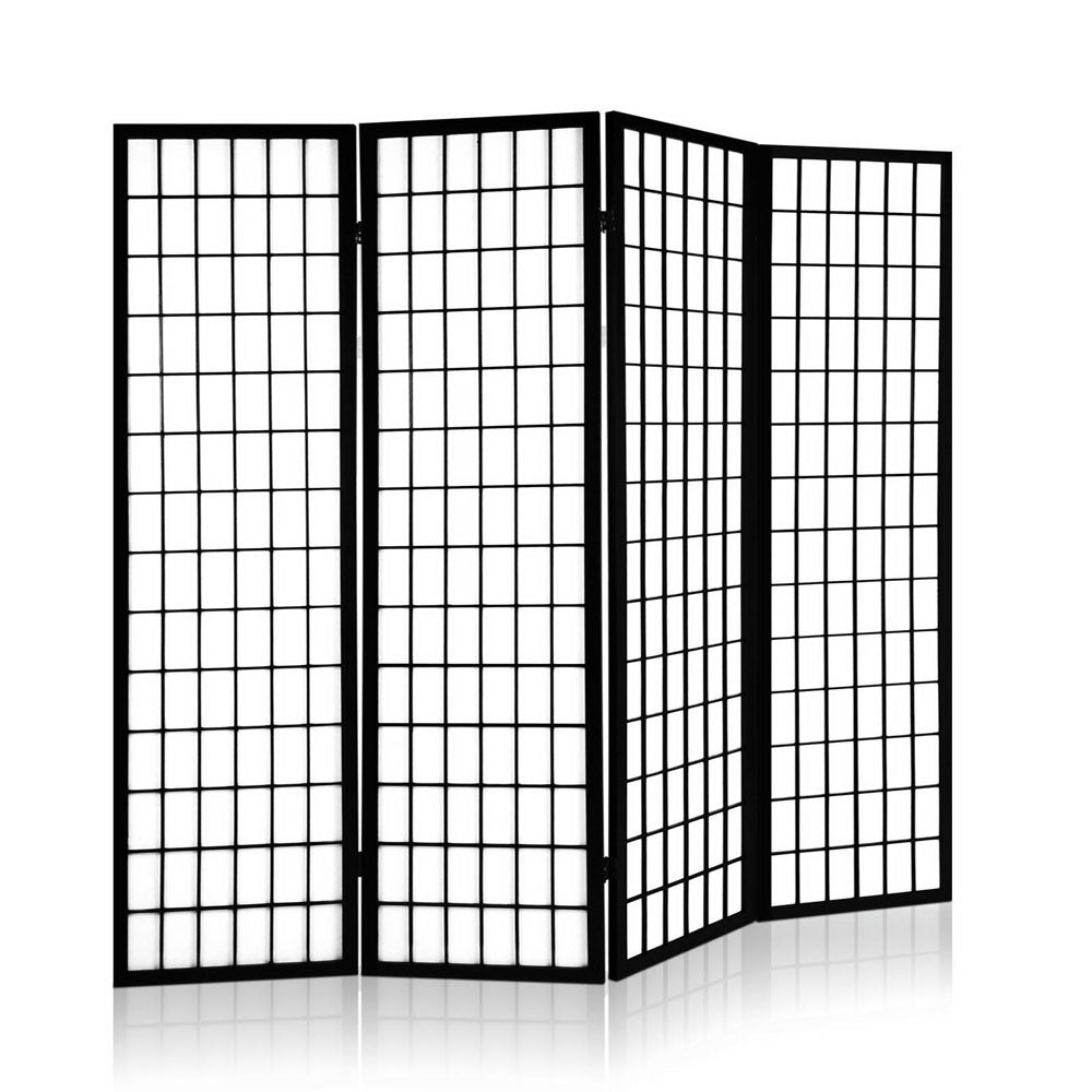 Room Divider 4 Panel - Black