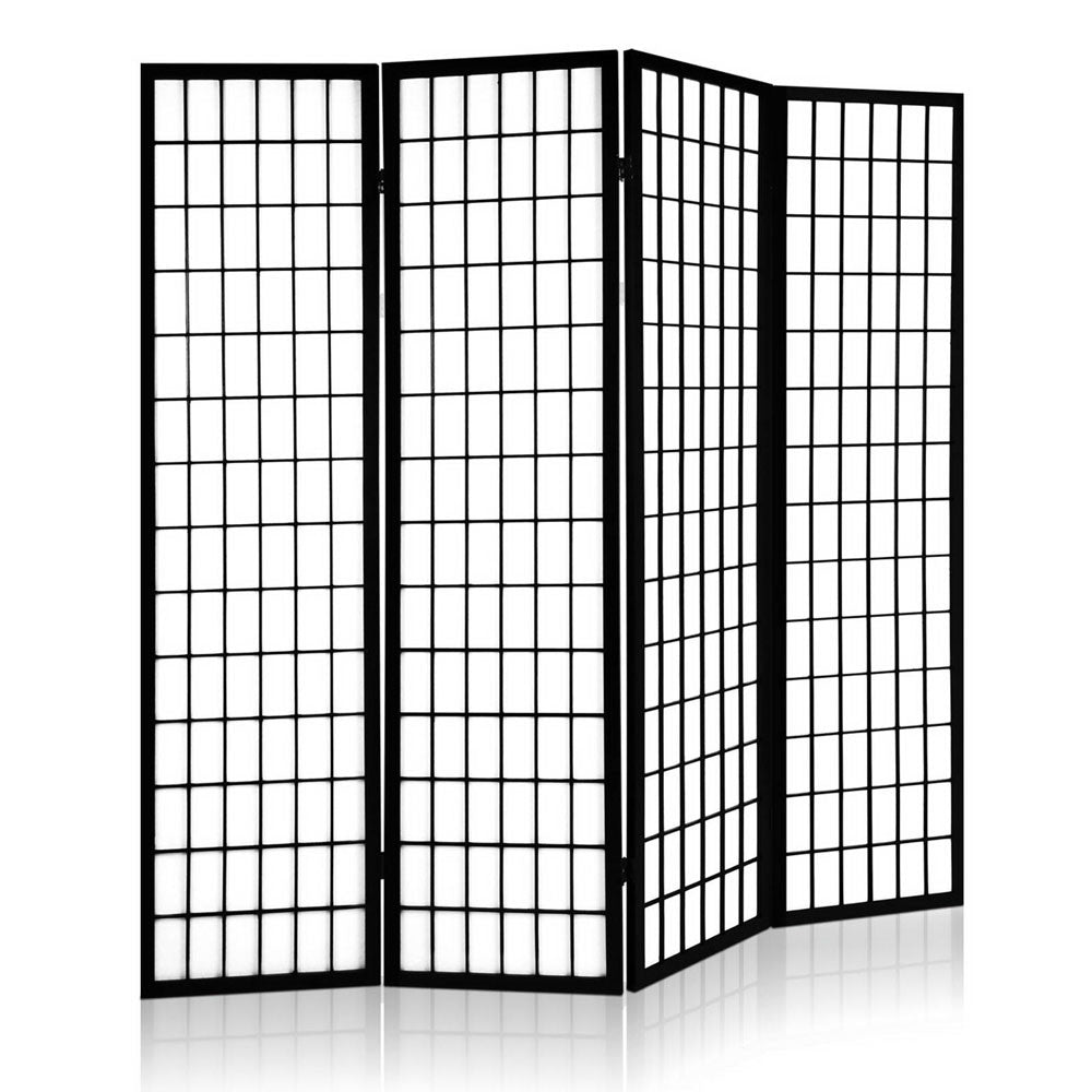 Room Divider 4 Panel - Black