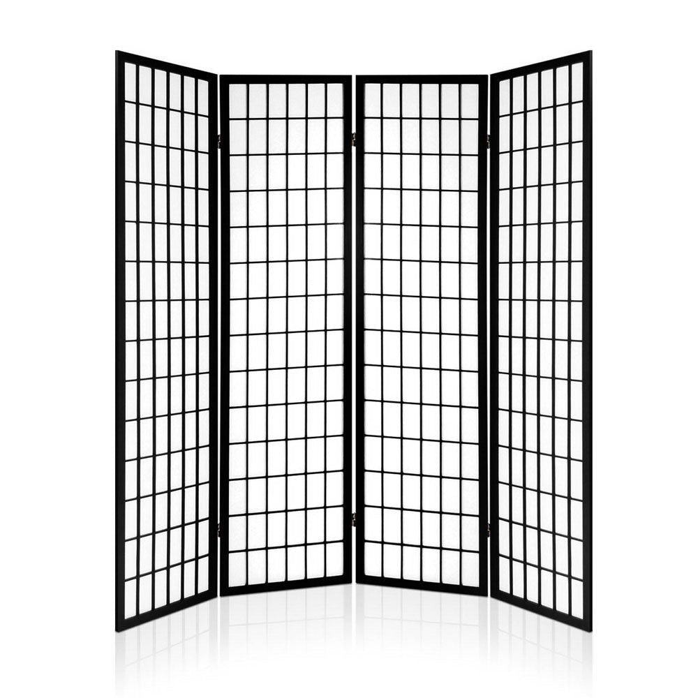 Room Divider 4 Panel - Black