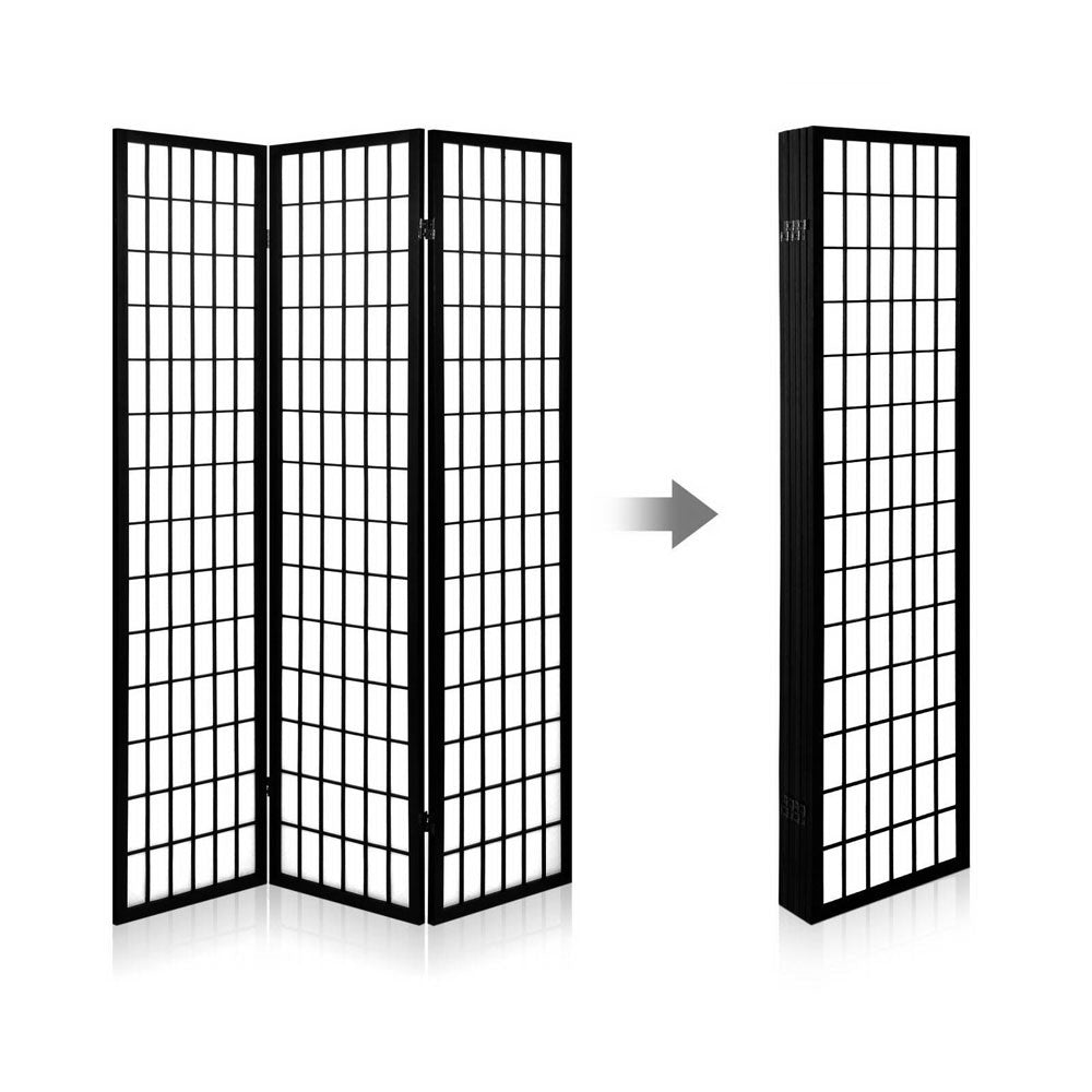 Room Divider 4 Panel - Black