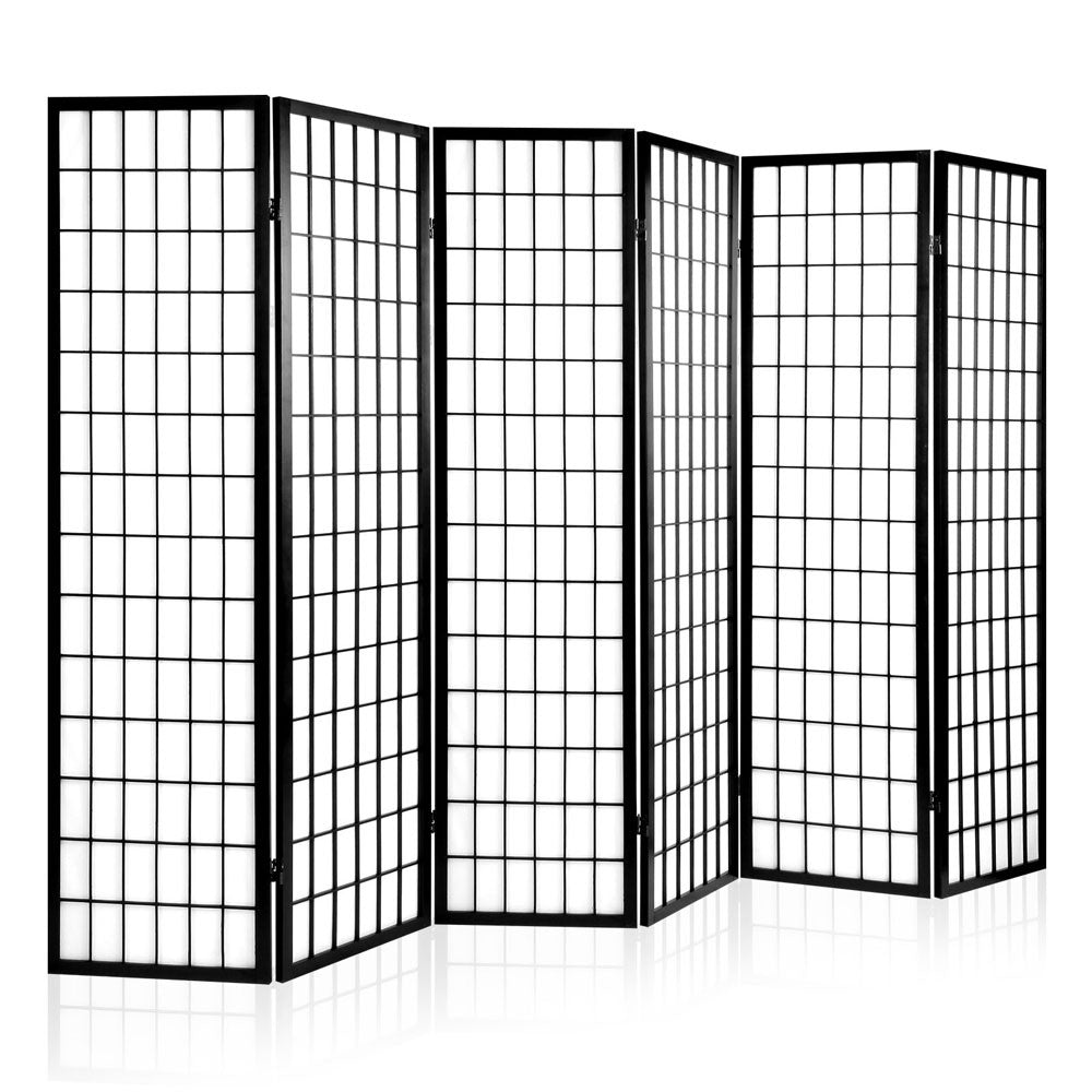 Room Divider 6 Panel - Black 