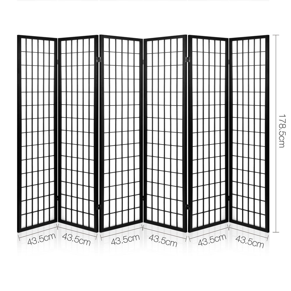 Room Divider 6 Panel - Black