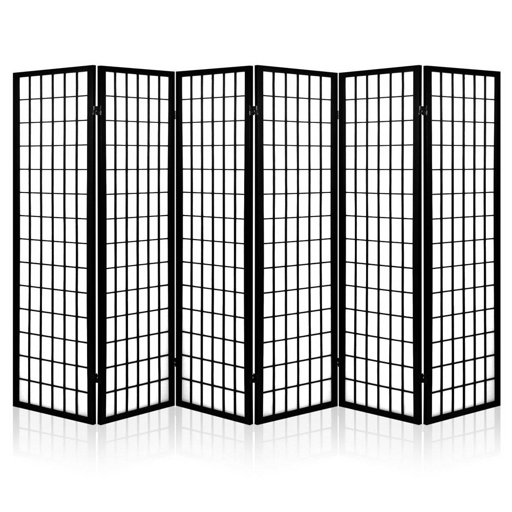 Room Divider 6 Panel - Black