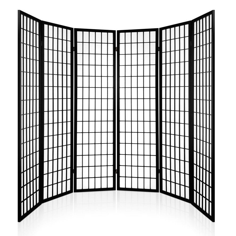 Room Divider 6 Panel - Black