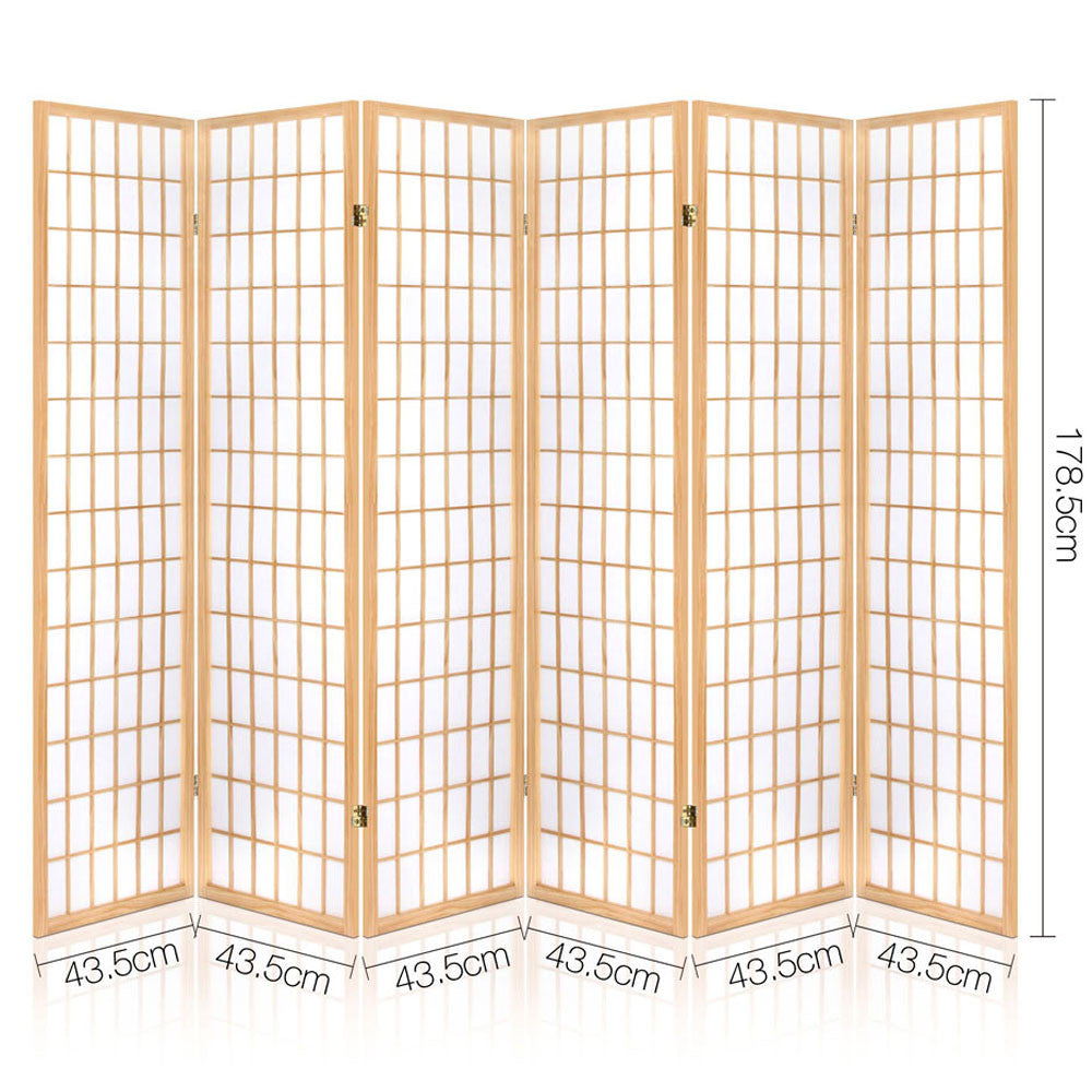 Room Divider 6 Panel - Natural