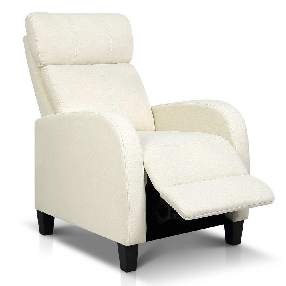 Linen Fabric Armchair Recliner - Beige