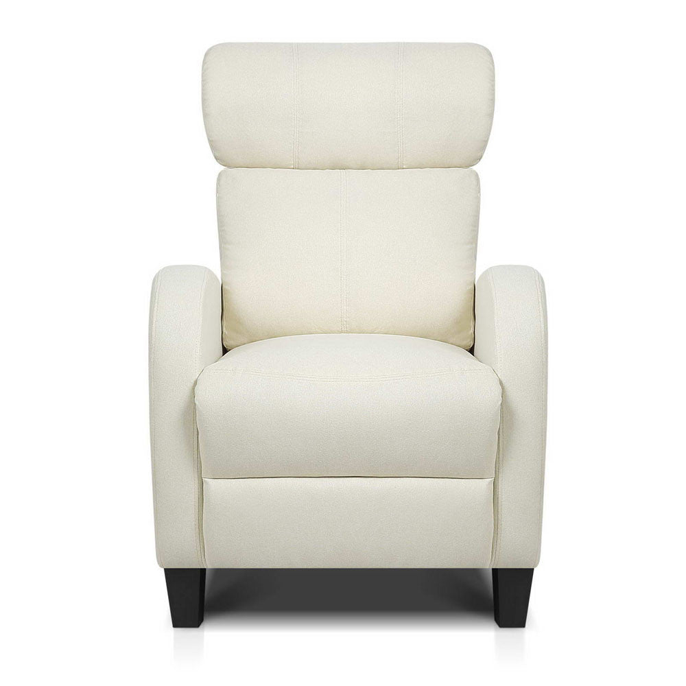 Linen Fabric Armchair Recliner - Beige