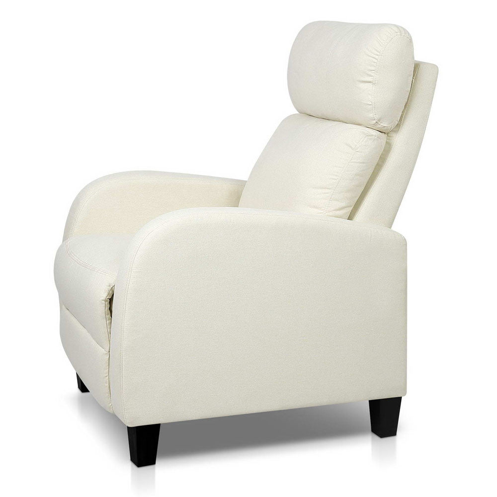 Linen Fabric Armchair Recliner - Beige