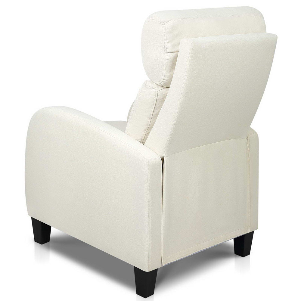 Linen Fabric Armchair Recliner - Beige