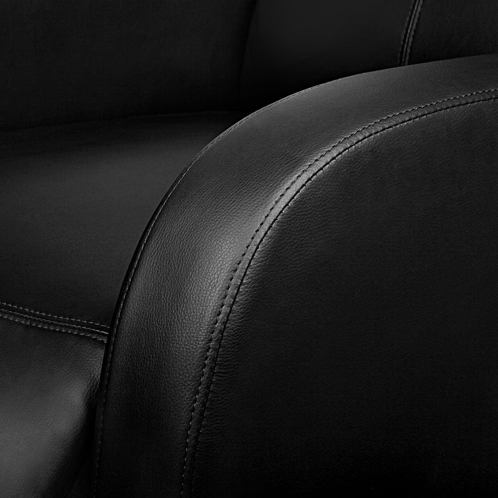 Faux Leather Armchair Recliner - Black