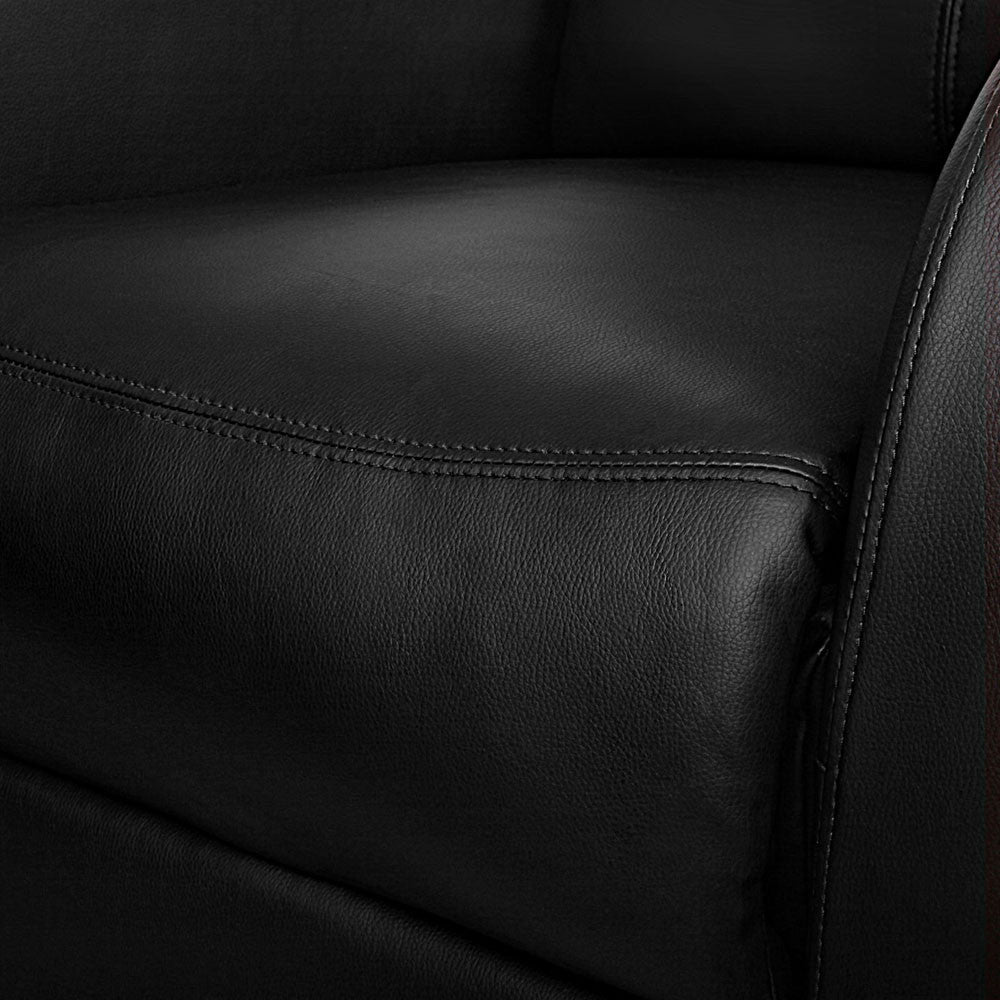 Faux Leather Armchair Recliner - Black