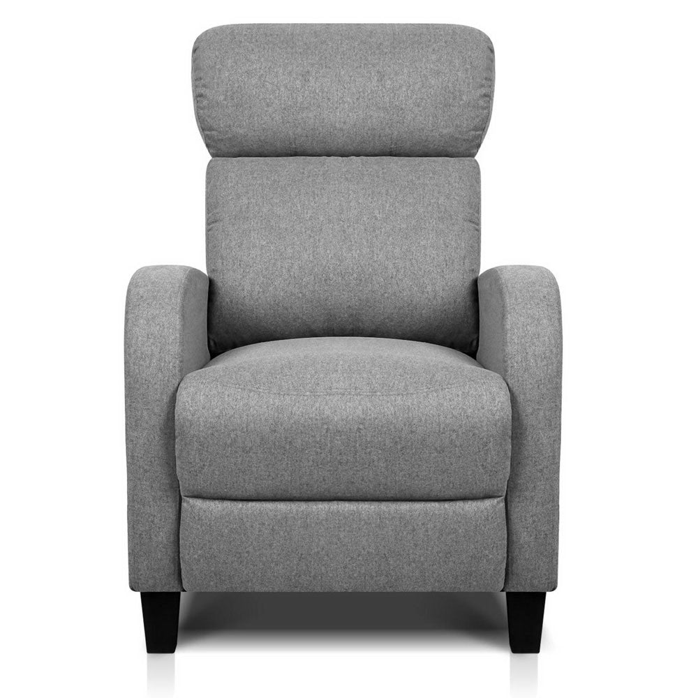 Linen Fabric Armchair Recliner - Grey