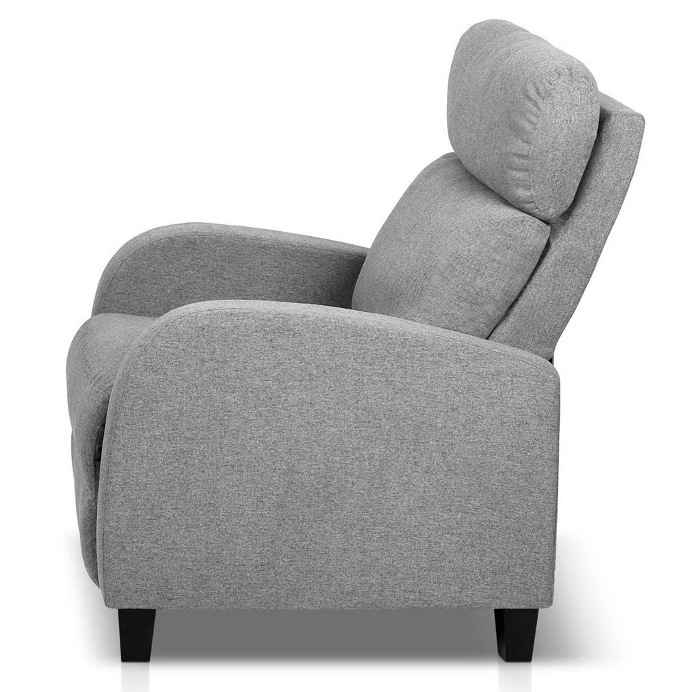 Linen Fabric Armchair Recliner - Grey