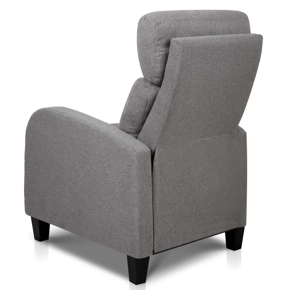 Linen Fabric Armchair Recliner - Grey