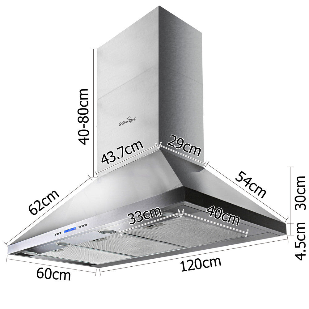 5 Star Chef 3 Fan Speed Rangehood 120cm