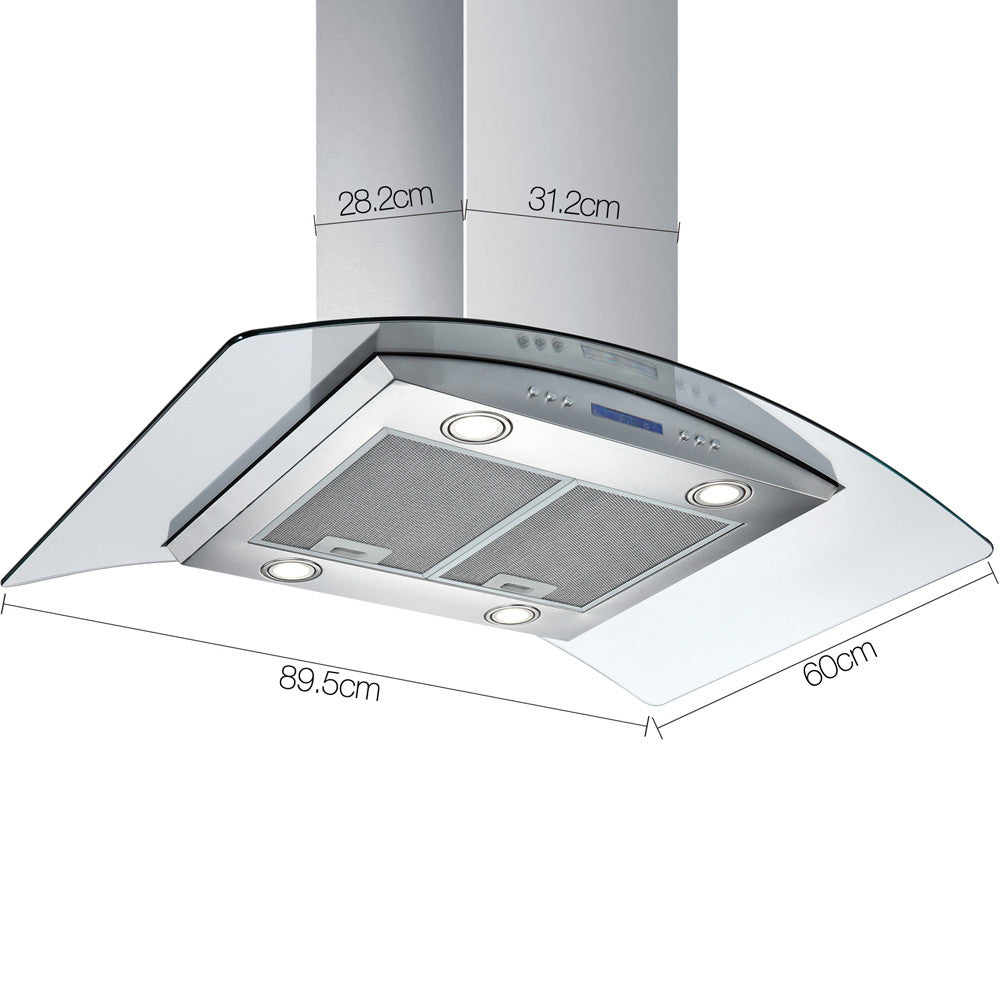 900mm Rangehood Glass-Steel