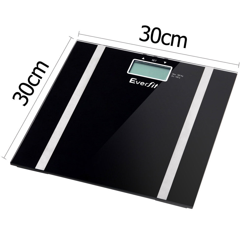 Electronic Digital Body Fat & Hydration Bathroom Glass Scale Black