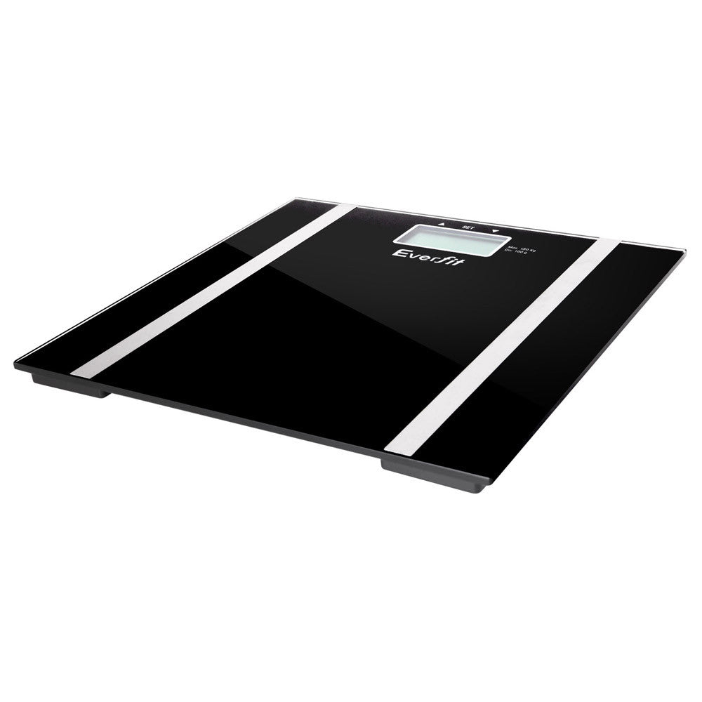 Electronic Digital Body Fat & Hydration Bathroom Glass Scale Black