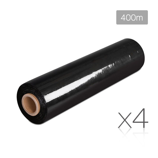 Set of 4 Stretch Film Rolls 500mm x 400M - Black