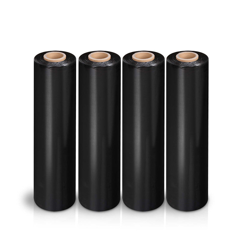 Set of 4 Stretch Film Rolls 500mm x 400M - Black