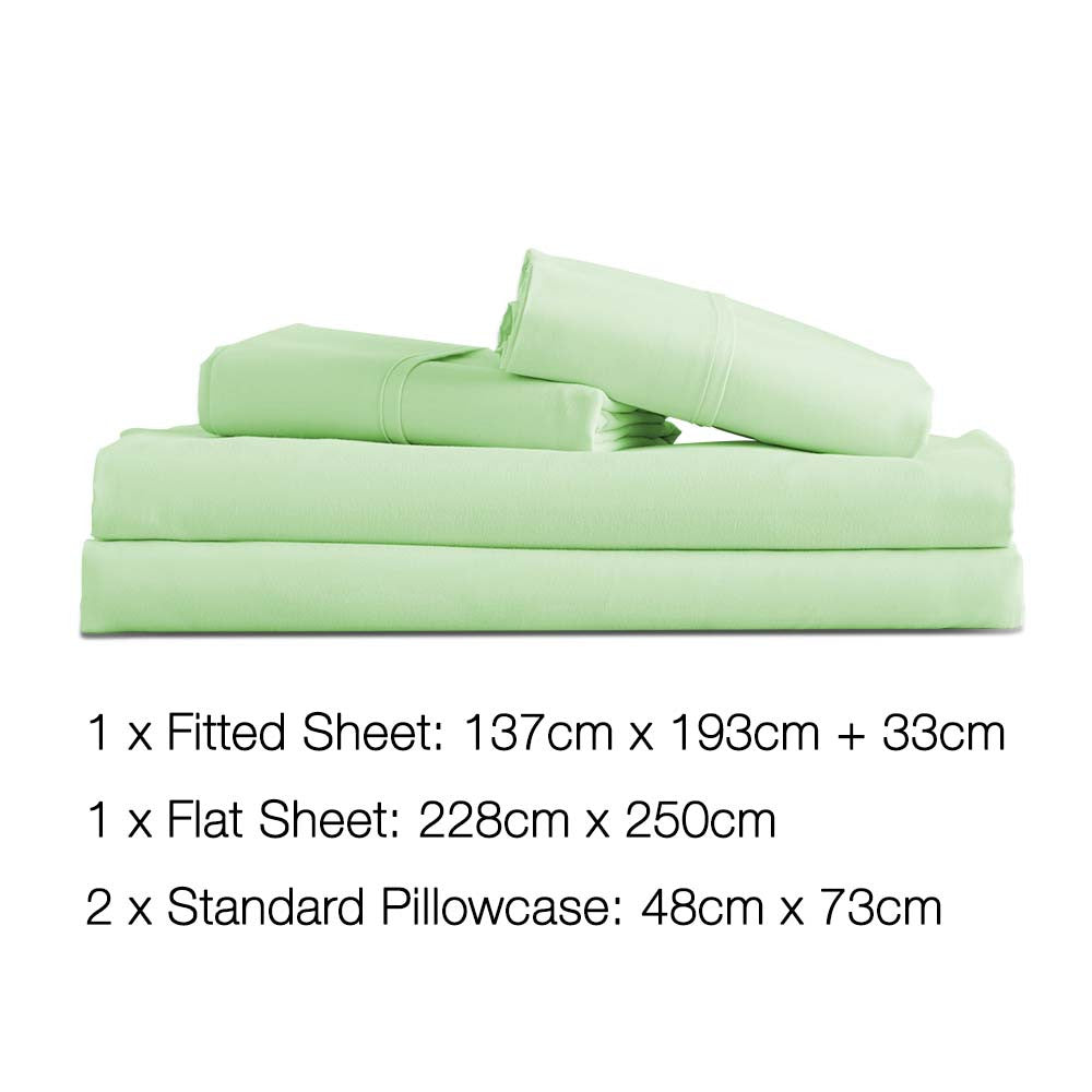 4 Piece Microfibre Sheet Set Double– Green