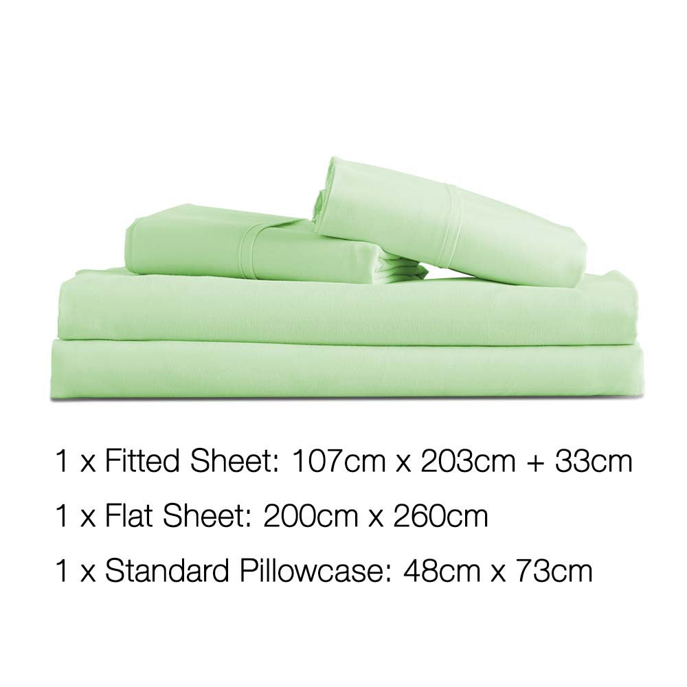 3 Piece Microfibre Sheet Set King Single – Green