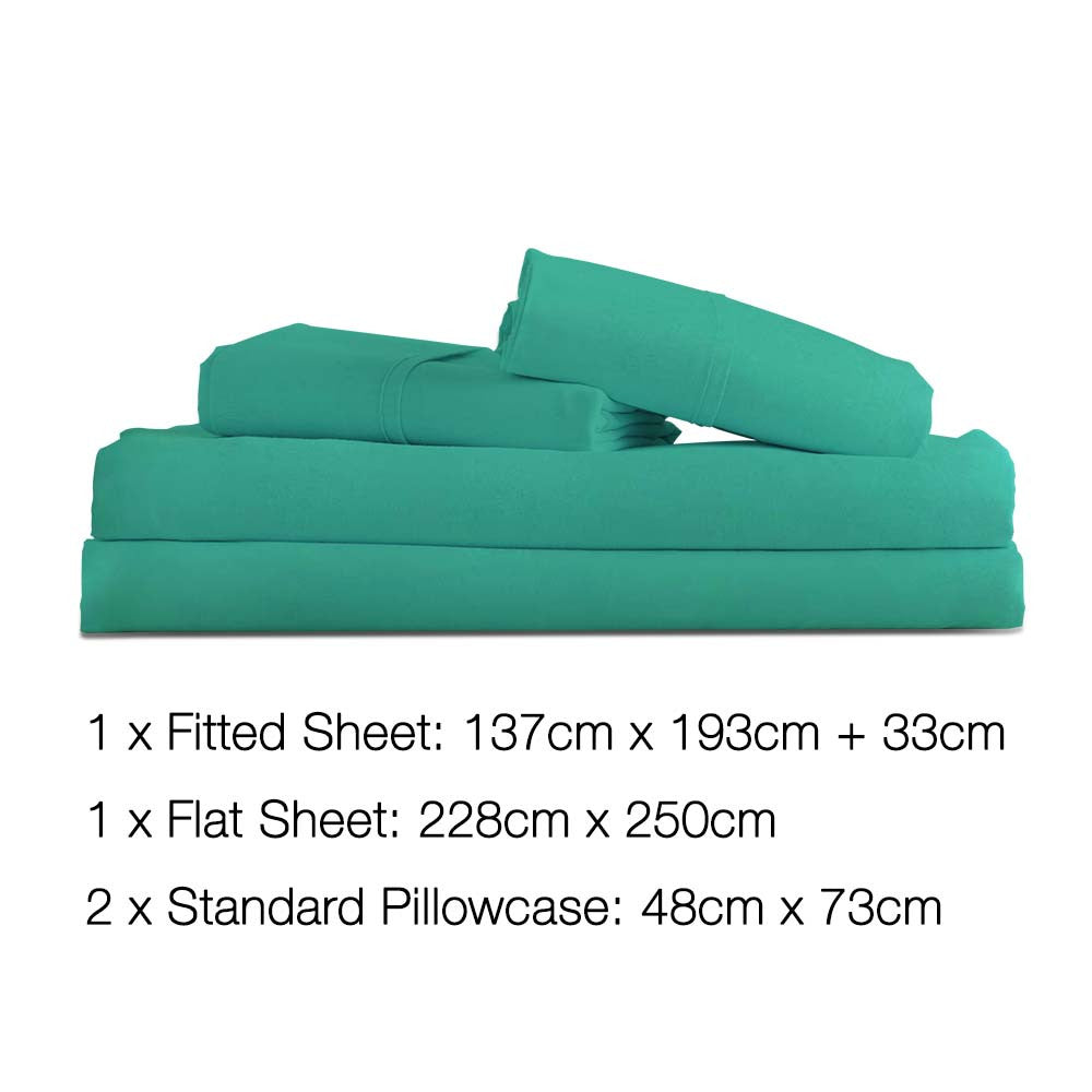 4 Piece Microfibre Sheet Set Double– Aqua